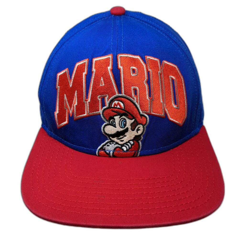 Nintendo Mario Snapback Hat Blue Red One Size Embroidered Character Logo Game